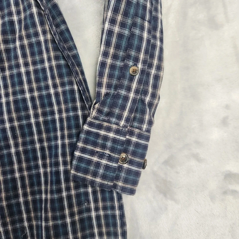 CE Schmidt Blue Plaid Work Shirt XL Long Sleeve Rugged Heavy Duty Utility Men